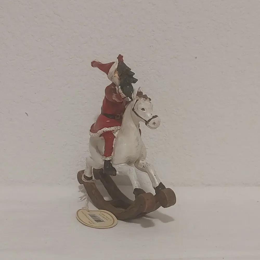 Vintage 1991 Small Resin Santa On Rocking Horse TII Collectables Pre-owned Tags